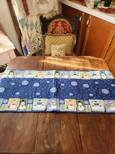 Table Runner Tapestry Winter Snowmen/Snowflakes Blue/Multicolor Pre-owned