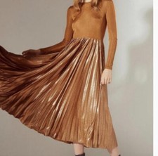 URBAN OUTFITTERS gold long sleeve pleated maxi dress