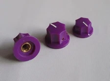 Pack of 3 USA Spec Jazz Bass Knobs 1/4" J Bass Large and Small Knob Set Purple