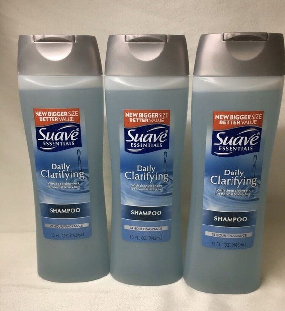 3 Suave Essentials Shampoo Daily Clarifying 24HR Fragrance 15 FL OZ