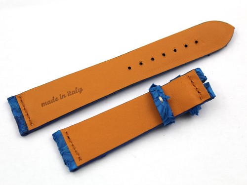 Strap Band Pelle Salmone Squama In Rilievo Colore Blu 20/16mm Ottima Qualità New - Imagen 3 de 4