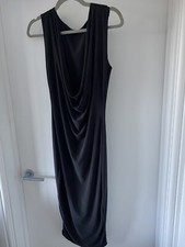 Pretty Little Thing Black Cowl Neck Size 10 Slinky Midi Dress