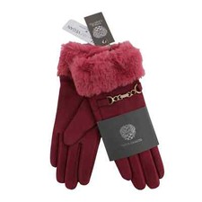 Vince Camuto Womens Faux Suede Fur Cuff Gloves Sz Medium GL61PME