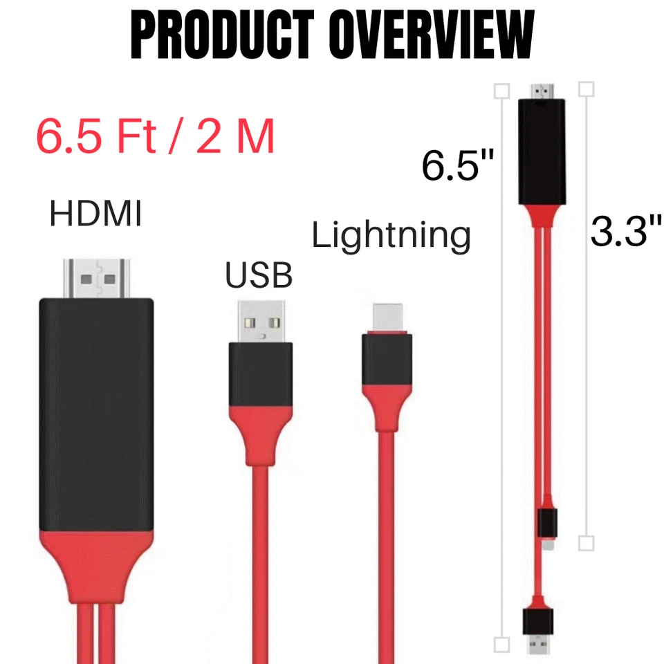 Cable digital 1080P adaptador de teléfono a HDMI HDTV AV TV para iPhone 12/11/XR/8 iPad Foto 2 de 4