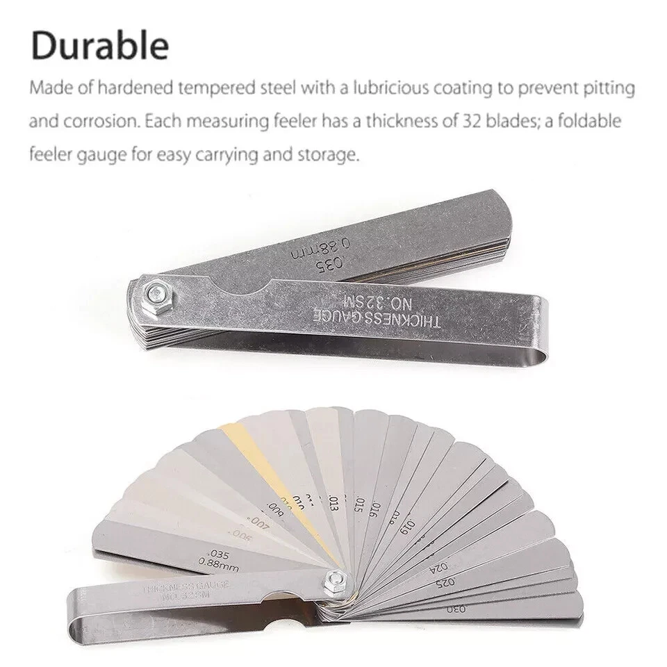 Medidor de llenado de 32 cuchillas bujía hueco métrico imperial herramienta de medición latón Foto 3 de 4