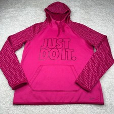 Nike Hoodie Pullover Women Medium Pink Therma Fit Active Jacket Hoody Just Do It