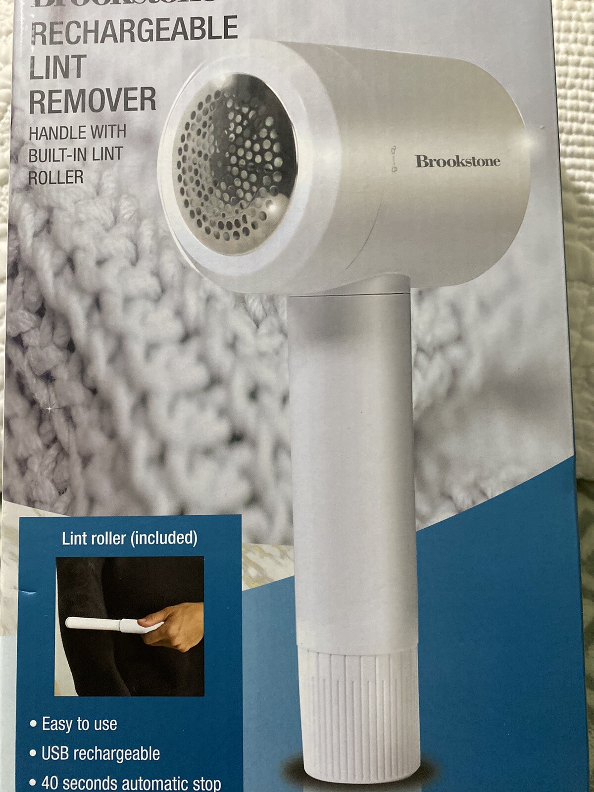 BROOKSTONE USB Rechargeable EZ Clothes LINT BALL CUTTER & ROLLER REMOVER NWB