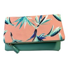 Rachel Pally Tropical Pouch Folding Clutch Zip Closure Pocket Mint Green Peach
