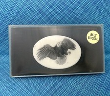Bald Eagle Belt Buckle Etched Art NOS IOB Vtg 90s Montana Marble     .XTT462