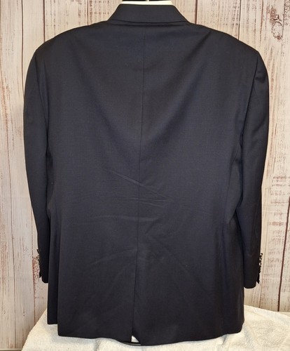 Bill Blass Sport Coat Blazer Mens 48R Black 3 Metal Button Wool - Picture 8 of 12