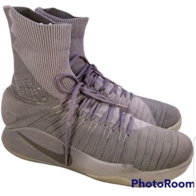 NIKE 843390 002 HYPERDUNK FLYKNIT GRAY MEN SHOES SNEAKERS SOCKS SZ 12/46