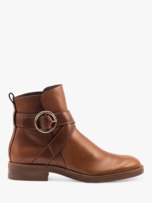 See By Chloé Stiefeletten hellbraun Gr. 37 UK 4 niedriger Blockabsatz Lyna Schnalle