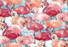 FAT QUARTER FABRIC PINK FLAMINGO TROPICAL FLAMINGOS BIRDS NOVELTY COTTON FQ