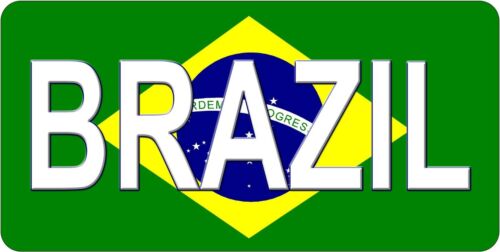 Brazil Flag with Country Name Novelty Car Tag License Plate