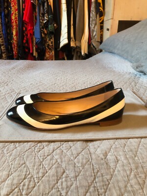 FRATELLI ROSSETTI BALLERINA LACK SCHWARZ WEISS ORIGINAL 38,5 EUR 5,5 UK 8,5 US