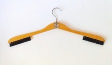 VTG Wooden Coat Hanger Lint Brush Combo 17in Folding Hanger West Germany