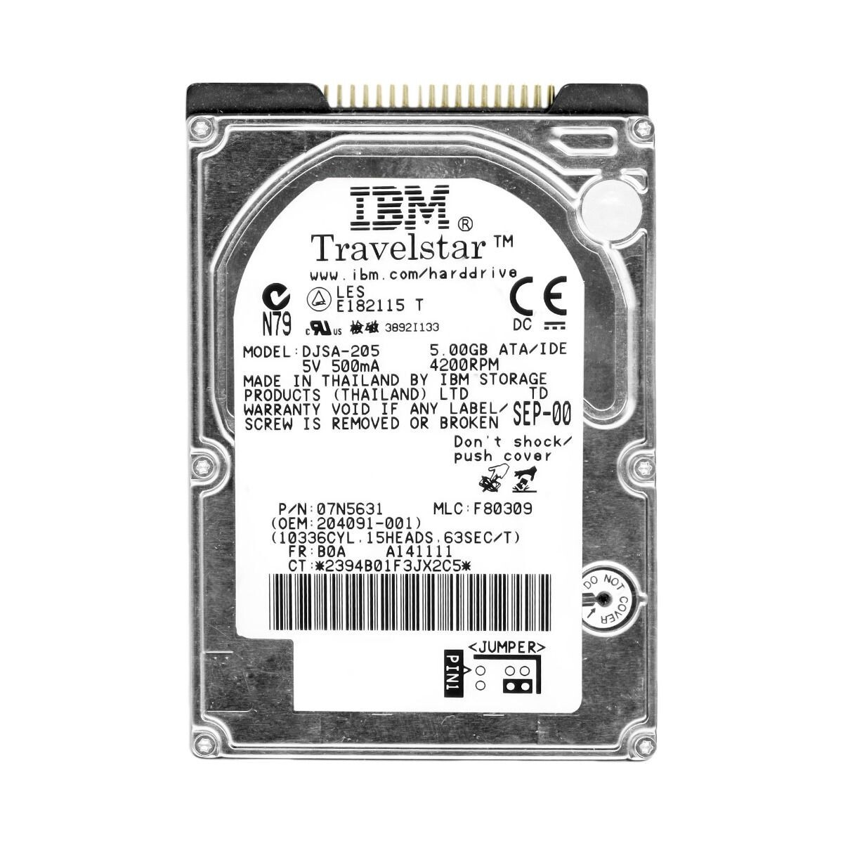 Hard Drive IBM Travelstar 07N5631 DJSA205 5GB 4200U/Min Ata 512KB 2.5