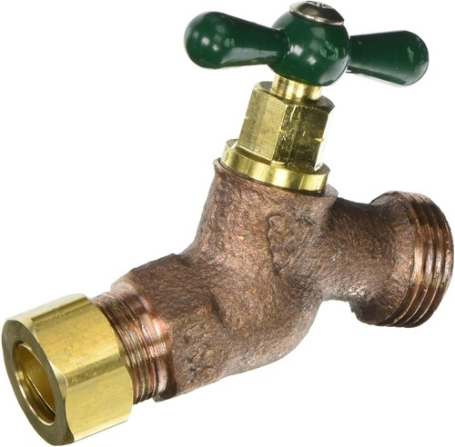 1/2 in Compression x 3/4 in Male Hose Thread No-Kink Hose Bibb Lead-Free Copper