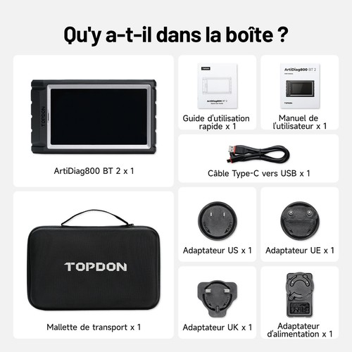 🔥2025 TOPDON AD800 BT Appareil de diagnostic automobile OBD2 Scanner Bluetooth - Imagen 15 de 15