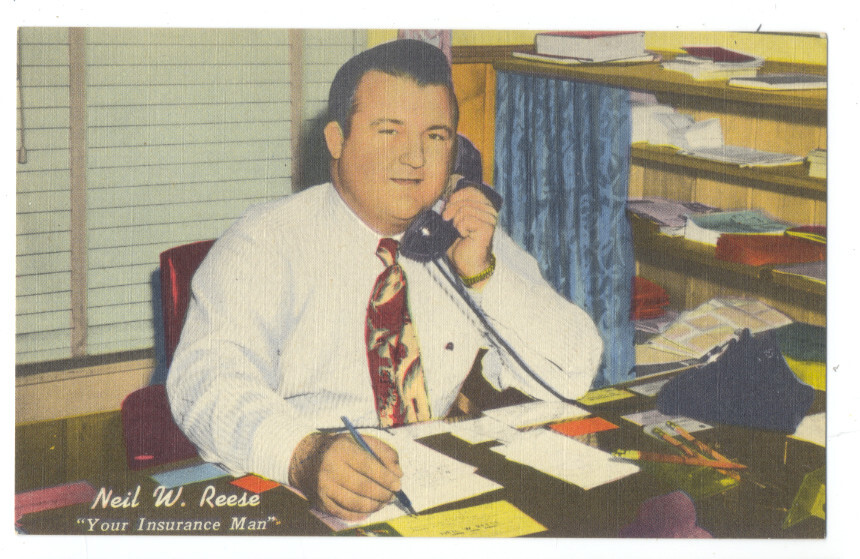 Neil Reese Your Insurance Man - Houston Tx Ca1938 Linen Ad Postcard Rare