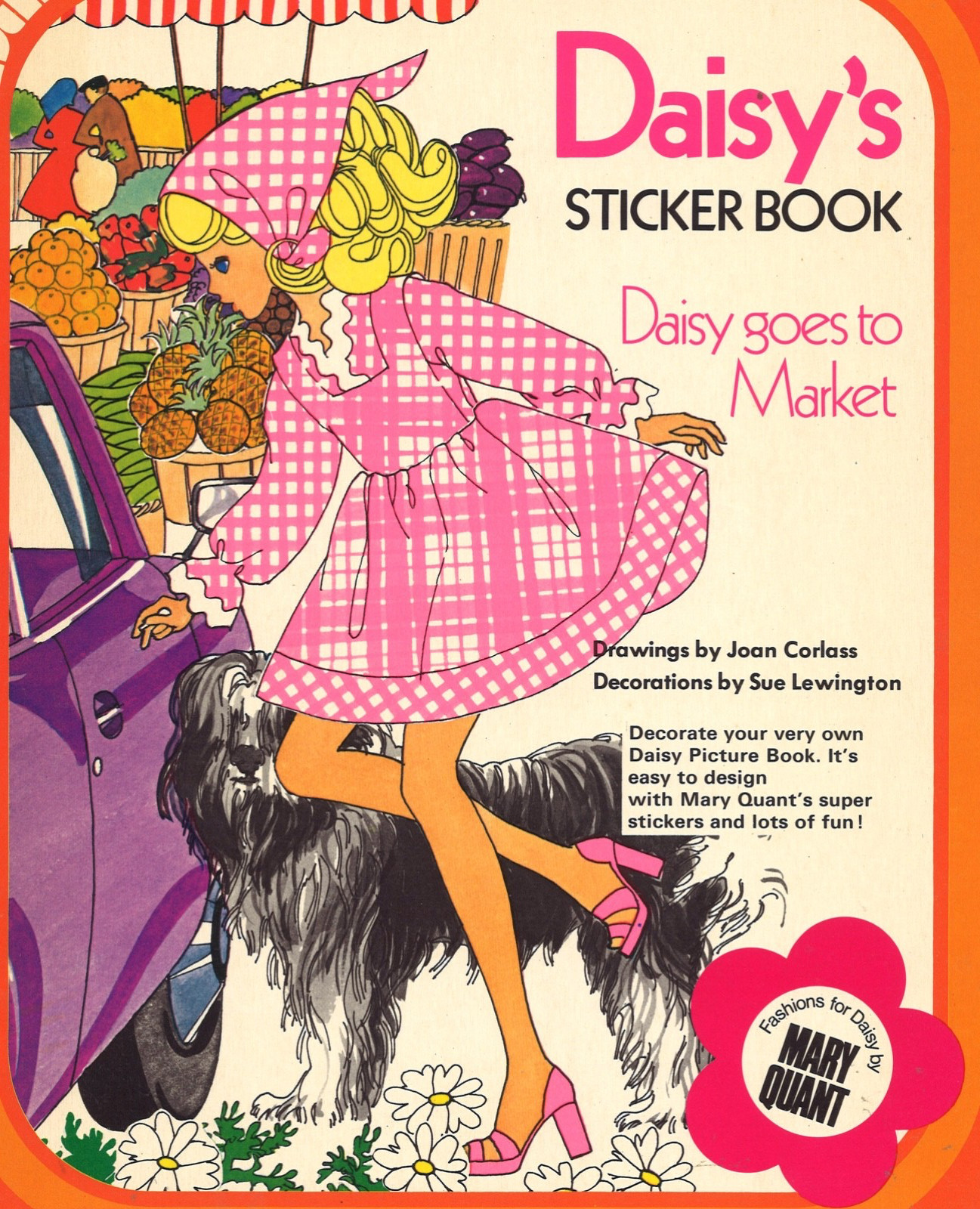 VINTAGE 60s MOD DAISY PAPER DOLL STICKER LAZR REPRODUCTN~FROM ORG SZE UNCUT RARE