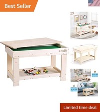 Kids Activity Table with Board and Storage for Bricks Activity Play Table Woo...