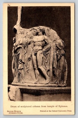 Ancient Ephesus Column Drum Sculpture Postcard British Museum Oxford Press