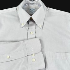 Brooks Brothers 1818 Regular Fit Non-Iron Cotton Dress Shirt Gray 16 34/35