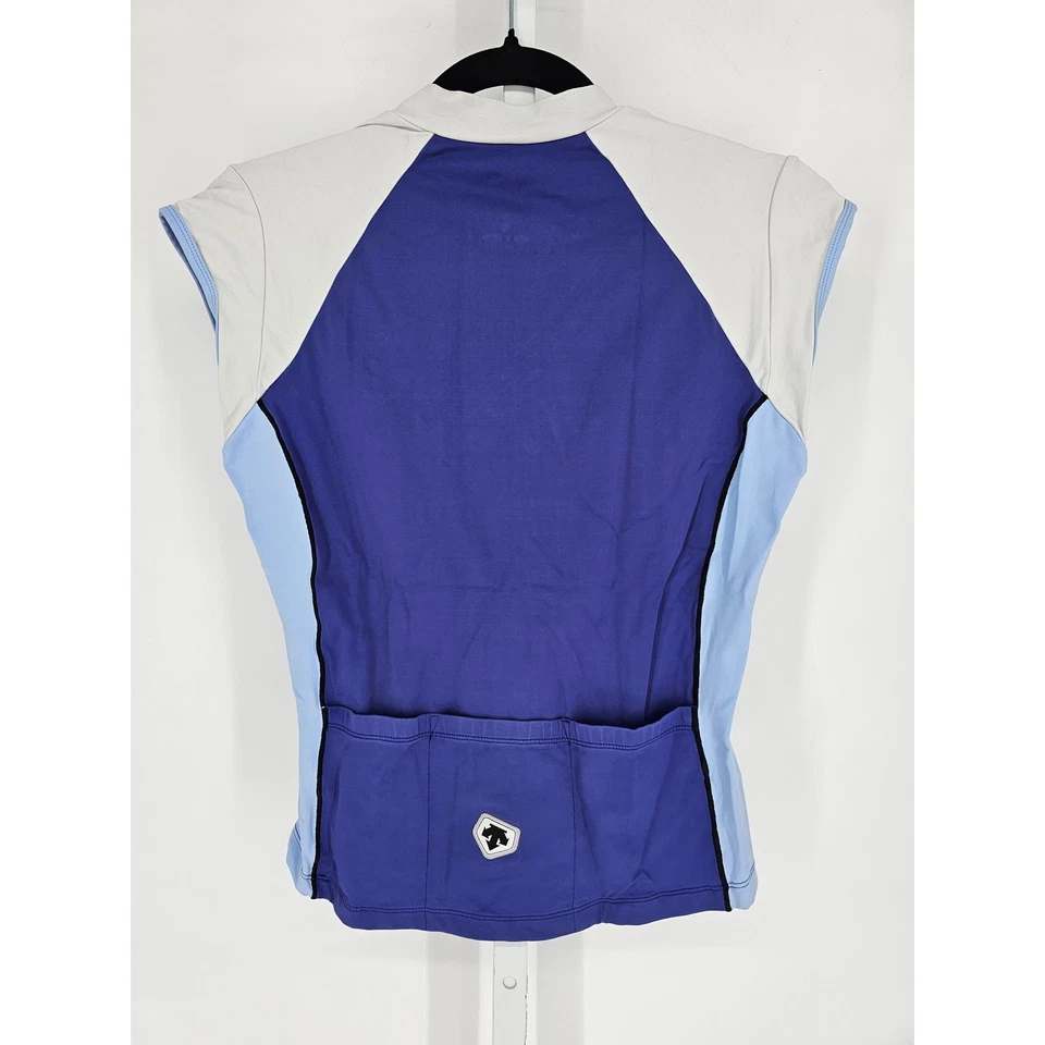 Camiseta deportiva de ciclismo Descente para mujer talla M 3/4 cremallera manga corta ajustada azul púrpura Foto 3 de 3