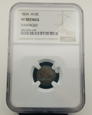 1834 Capped Bust Half Dime H10C NGC VF Details - Damaged #20400