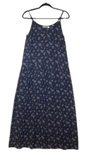 Vince Navy Silk Floral Maxi Slip Dress Size S Chiffon Luxe Fairy Cottagecore