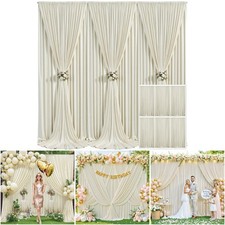 6 Panels Wrinkle Free Beige Backdrop Curtain 30ft W x 10ft H Wedding Party Baby
