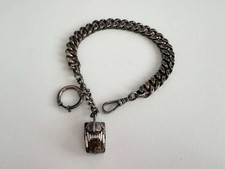 Antike Uhrenkette Taschenuhrenkette silber schwer mit Anhänger Marderbiss