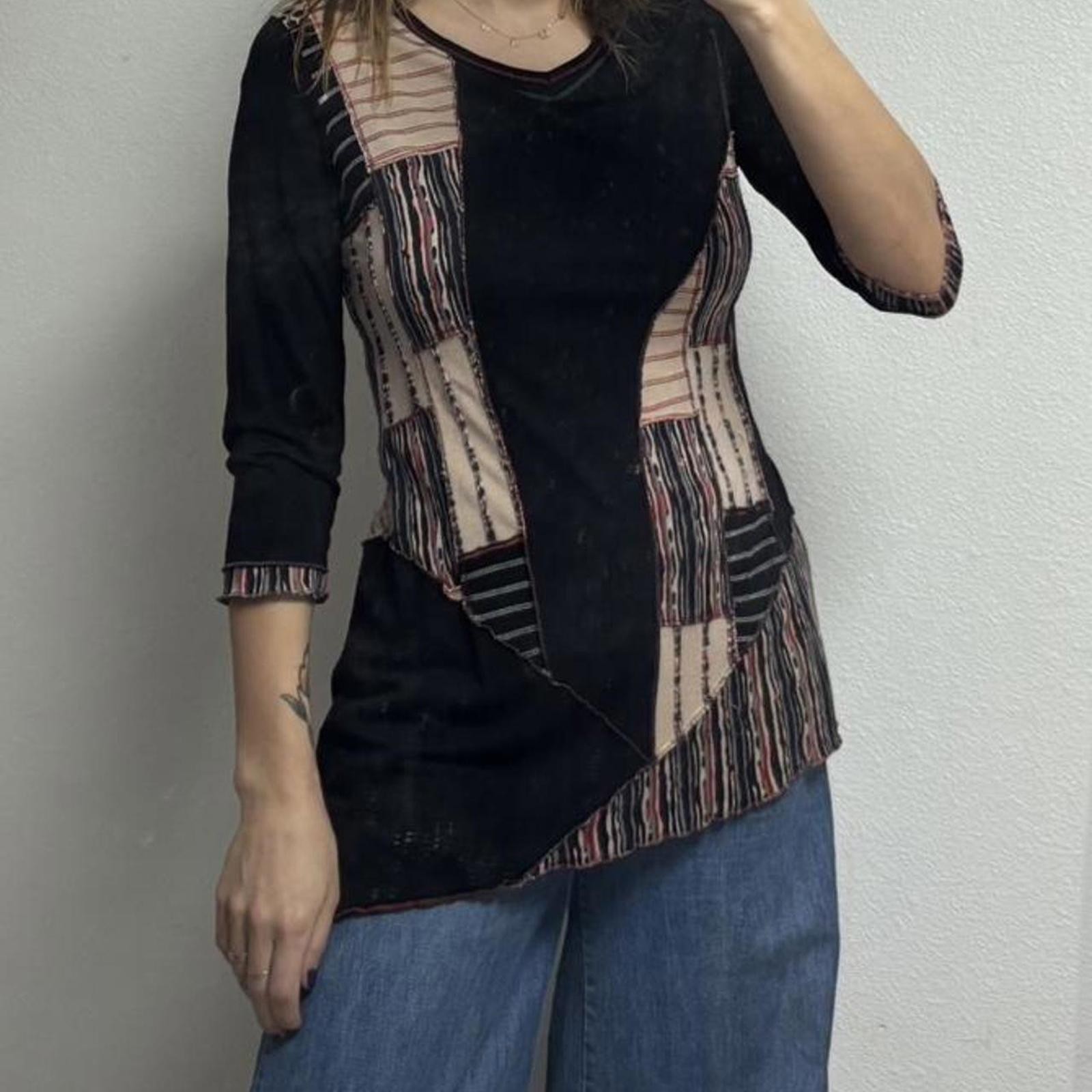 Y2K Asymmetrical Patchwork Top - image 1