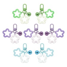 Star Keychain, 7 Pcs Candy Color Acrylic Pentagram Keychain, Purple/Green/Blue