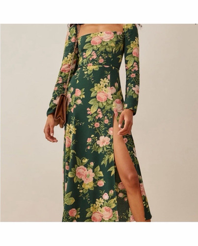 Reformation SIGMUND LONG SLEEVE MIDI DRESS IN BELVEDERE Size 8