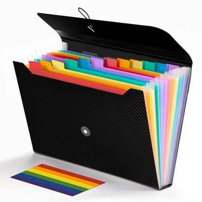 Expanding File Folder, 13 Pockets Accordion File Holder Organizer, A4 Letter ...