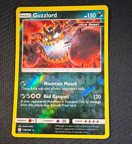 Guzzlord 136/236 Holo Rare Cosmic Eclipse Ultra Beast HP 150 Pokemon Card