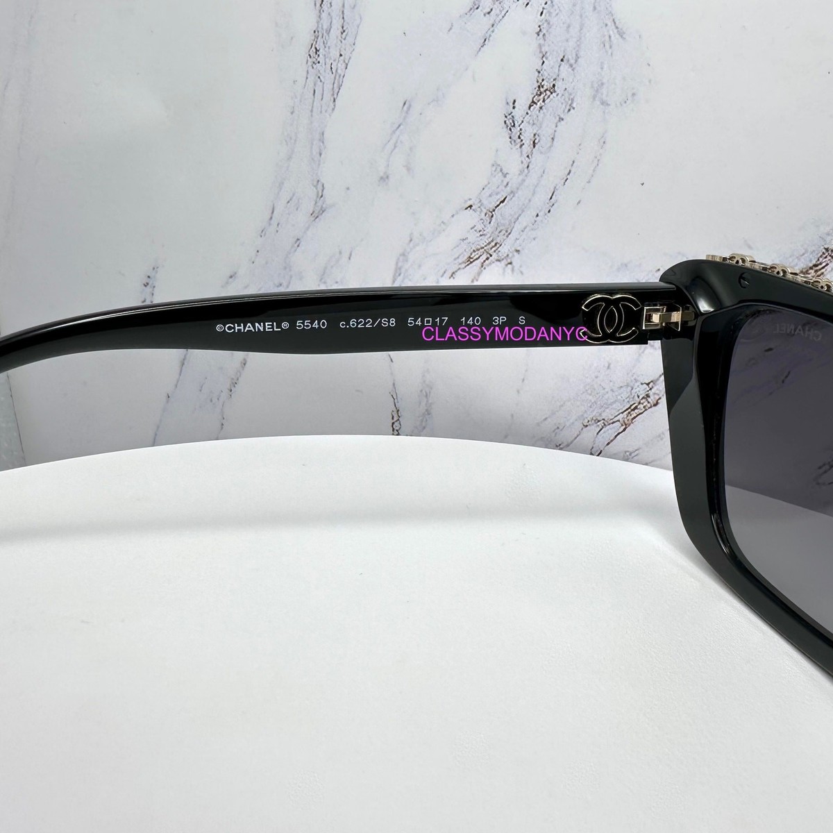CHANEL Sunglasses Polarized Black Gold CC Chain On Top CH