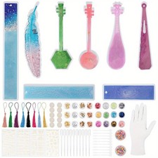 1set Silicone Bookmark Molds Kit Resin Casting Molds with Polyester Tassel