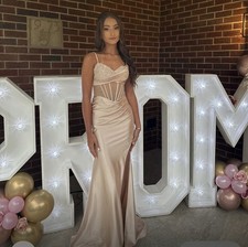 Angel Forever Prom Dress Size 2XS in Champagne