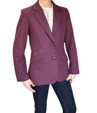 Vintage 70s Wool Blazer Jacket By CF Kelley Wine Berry Fitted Western Small