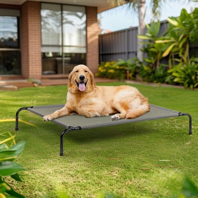 50'' Cooling Elevated Dog Bed with Metal Frame Indoor Outdoor Raised Pet Bed Cot