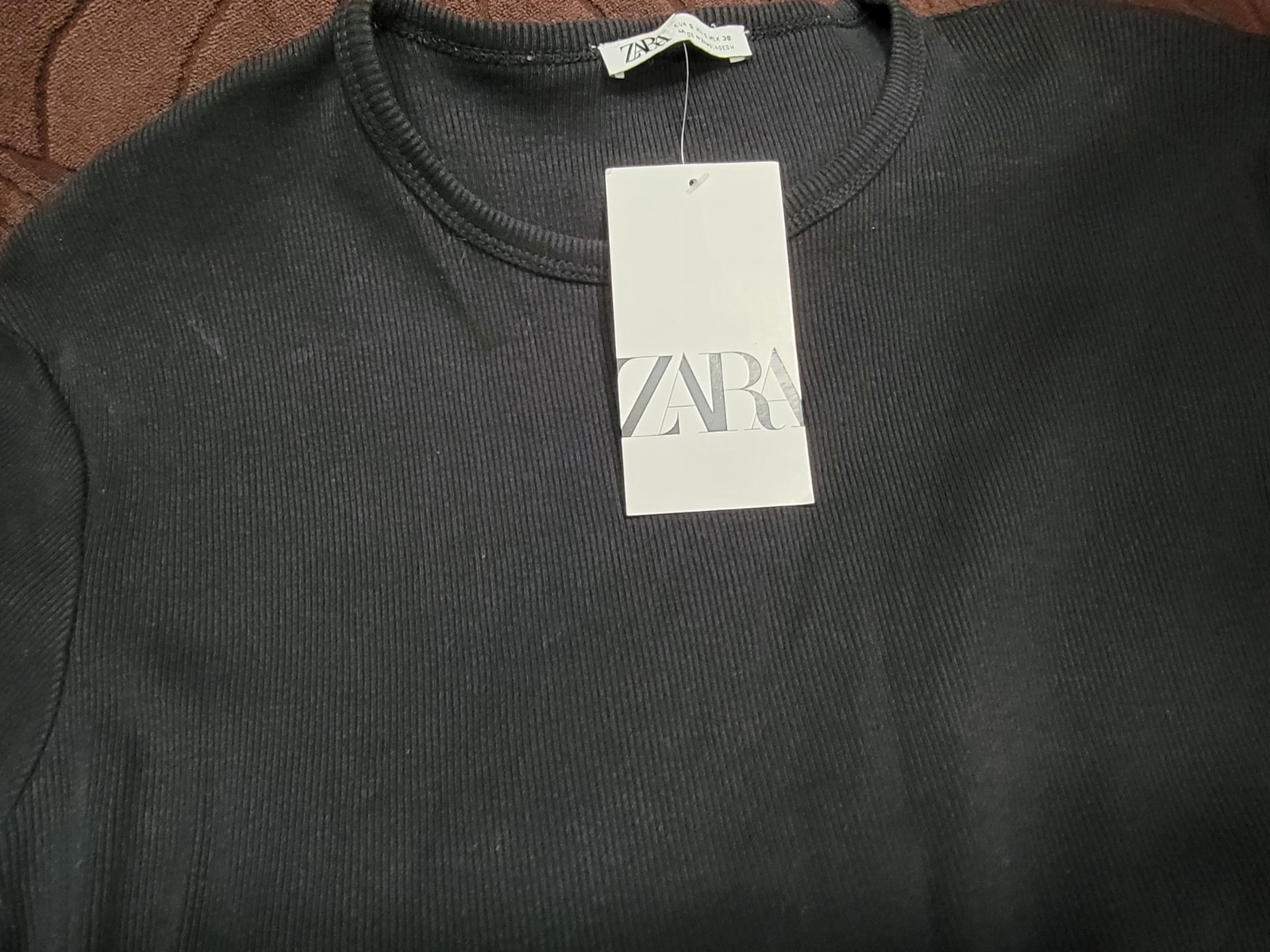 ZARA Mens Ribbed Mock Neck Shirt Short Sleeve Casual Minimalist Top Black Size:S thumbnail 8