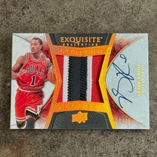 DERRICK ROSE 2008-09 UD exquisite ON card Auto Patch RC /25 RPA Rookie. rookie card picture
