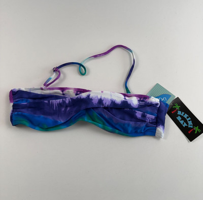Bikini Bay Twist Bandeau Top Underwire Bikini  Blue/Purple Tie-Dye  Size 6  NWT