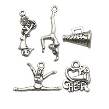 50pcs Craft Supplies Antique Silver Cheerleader Girl Dance School Sports Spir...