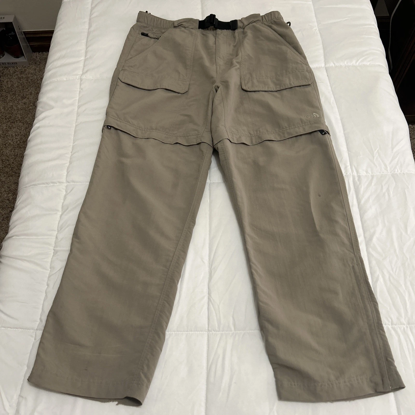 North Face Pants Mens Large Beige Convertible Cargo Belted Gorpcore Hiking Cargo