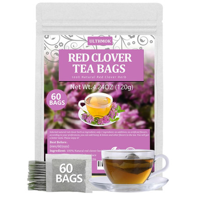 60 Premium Red Clover Tea Bags, Made with 100% Natural Red Clover Flowers & Herb