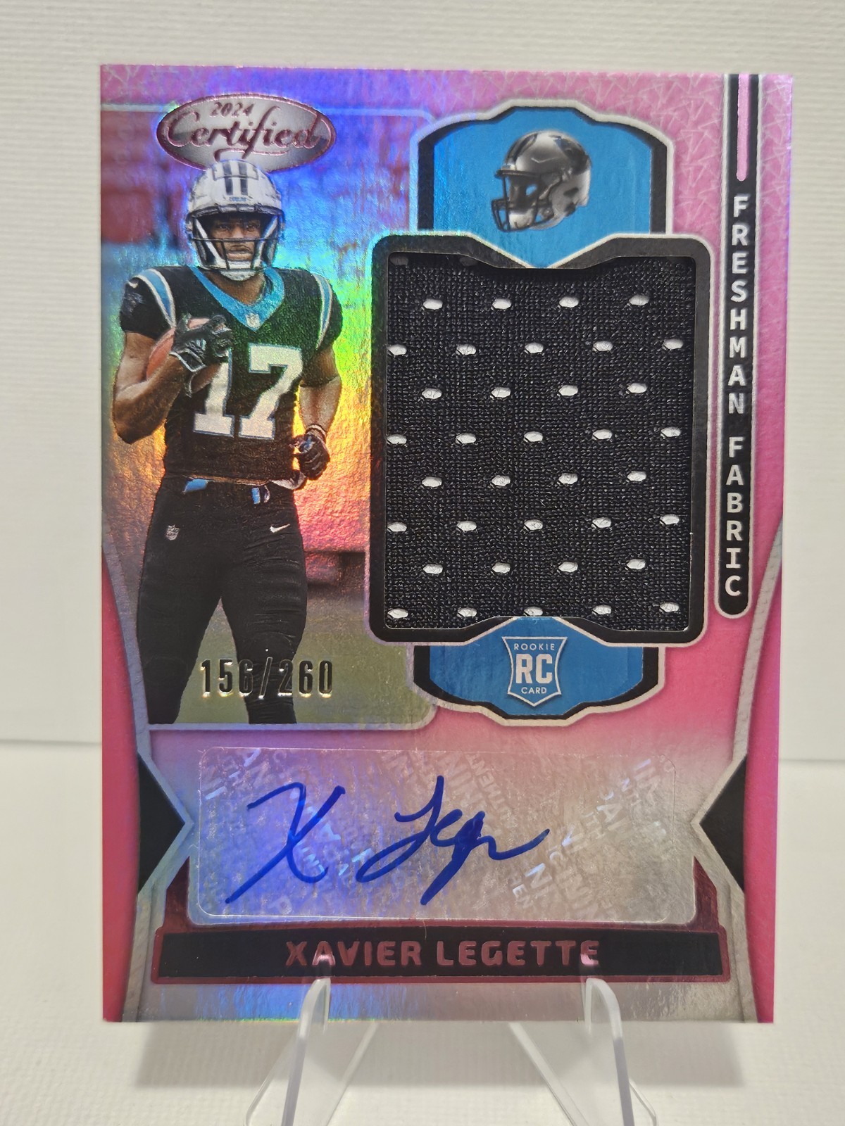 2024 Panini Certified Freshman Fabric Signatures Pink Xavier Legette /260 RC